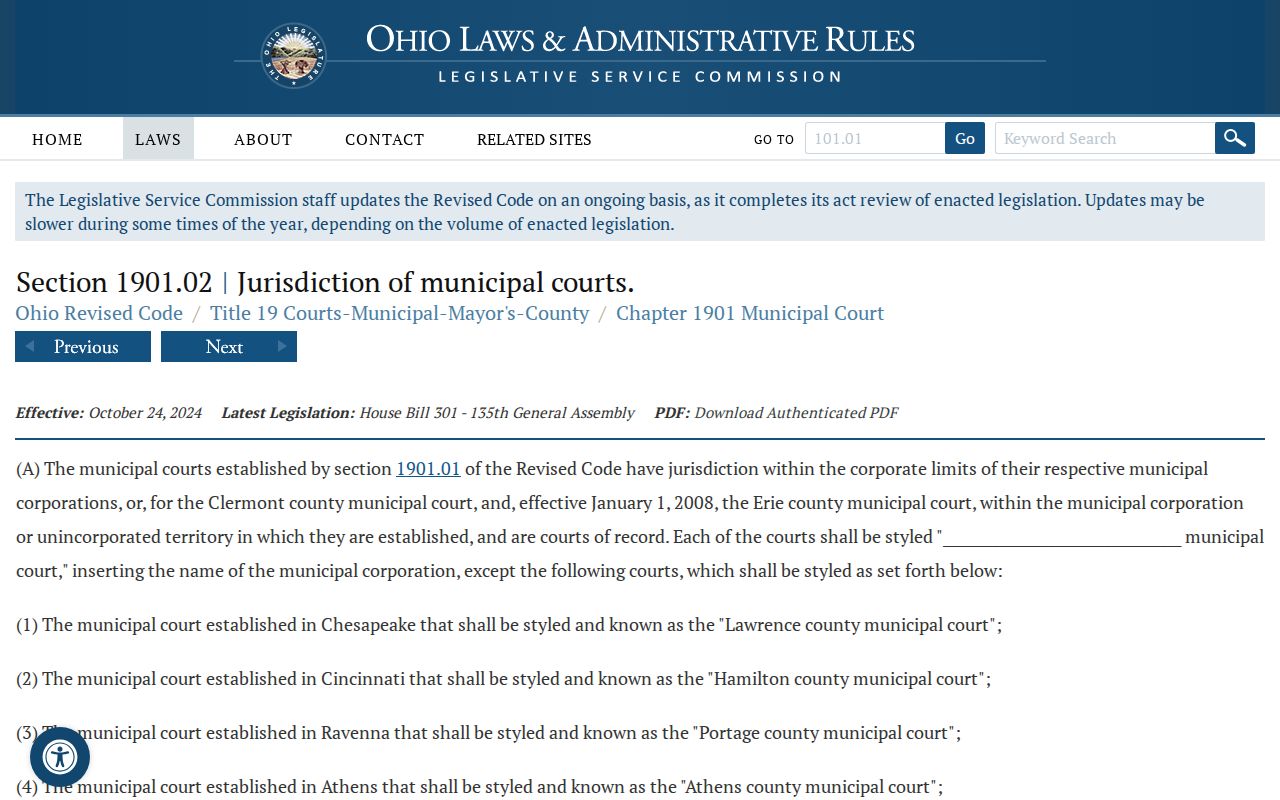 Camden court docket Ohio statute on Eaton Municipal Court countywide territory