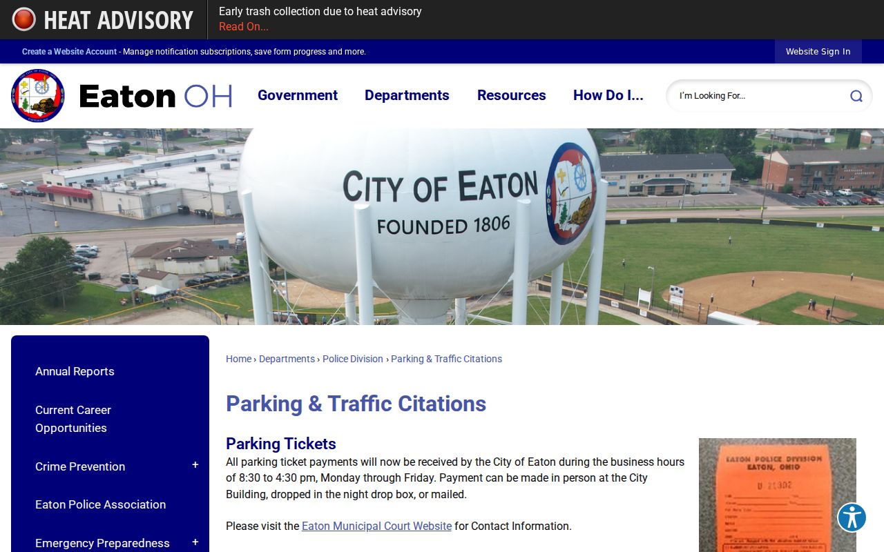 Eaton court docket city parking and traffic citation instructions