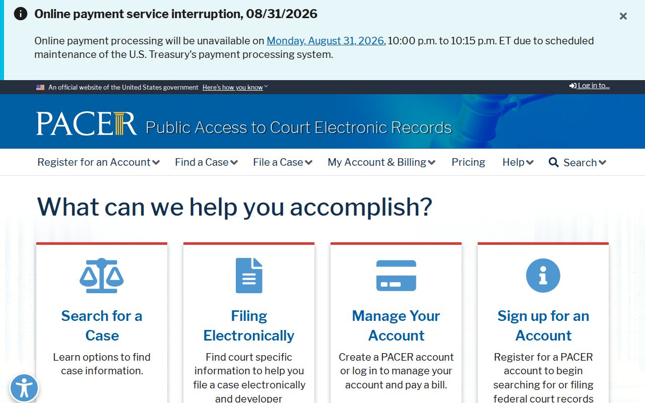 New Paris court docket official PACER federal court records system