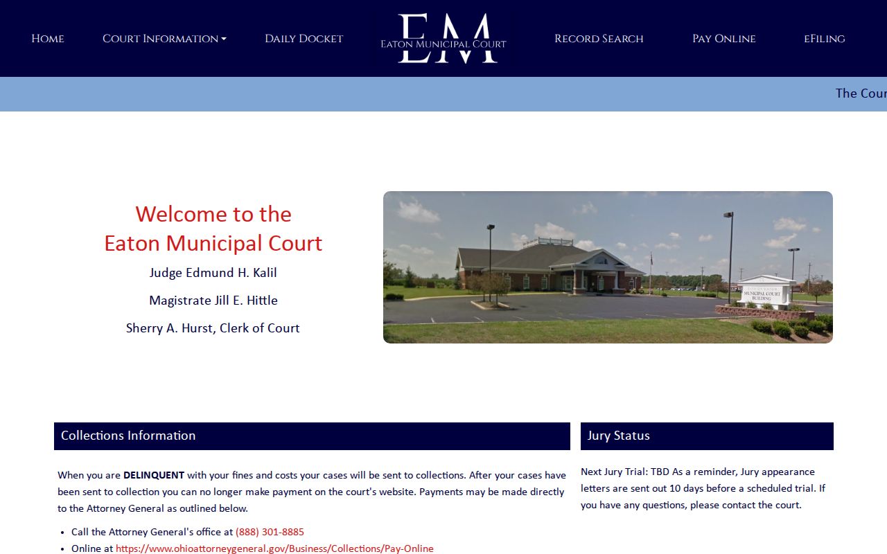 Preble County traffic court records Eaton Municipal Court source