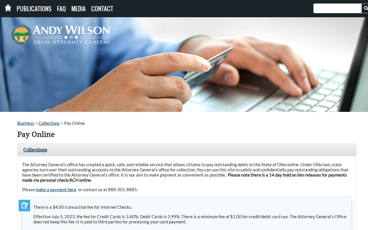 Preble County traffic court records Ohio Attorney General collections payment source